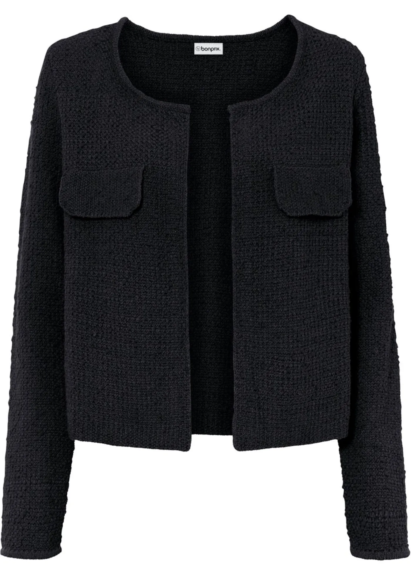 bonprix bonprix Chaqueta de punto de bouclé Negro Online