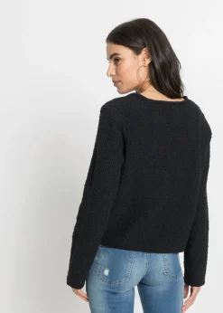 bonprix bonprix Chaqueta de punto de bouclé Negro Online