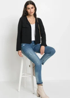 bonprix bonprix Chaqueta de punto de bouclé Negro Online