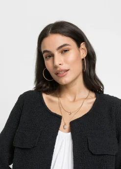 bonprix bonprix Chaqueta de punto de bouclé Negro Online