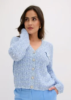 bonprix bonprix Chaqueta de punto de bouclé Azul provenzal jaspeado Outlet