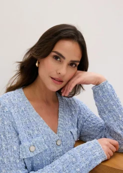 bonprix bonprix Chaqueta de punto de bouclé Azul provenzal jaspeado Outlet