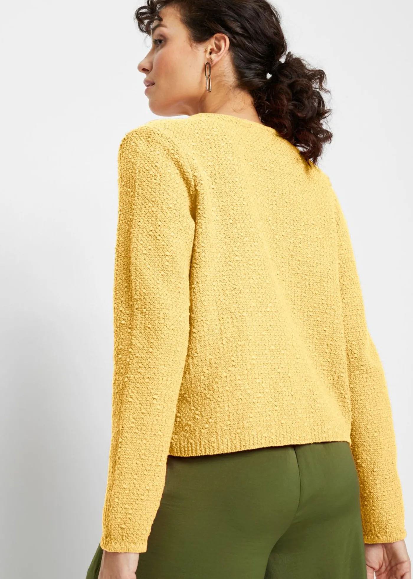 bonprix bonprix Chaqueta de punto de bouclé Amarillo claro Discount