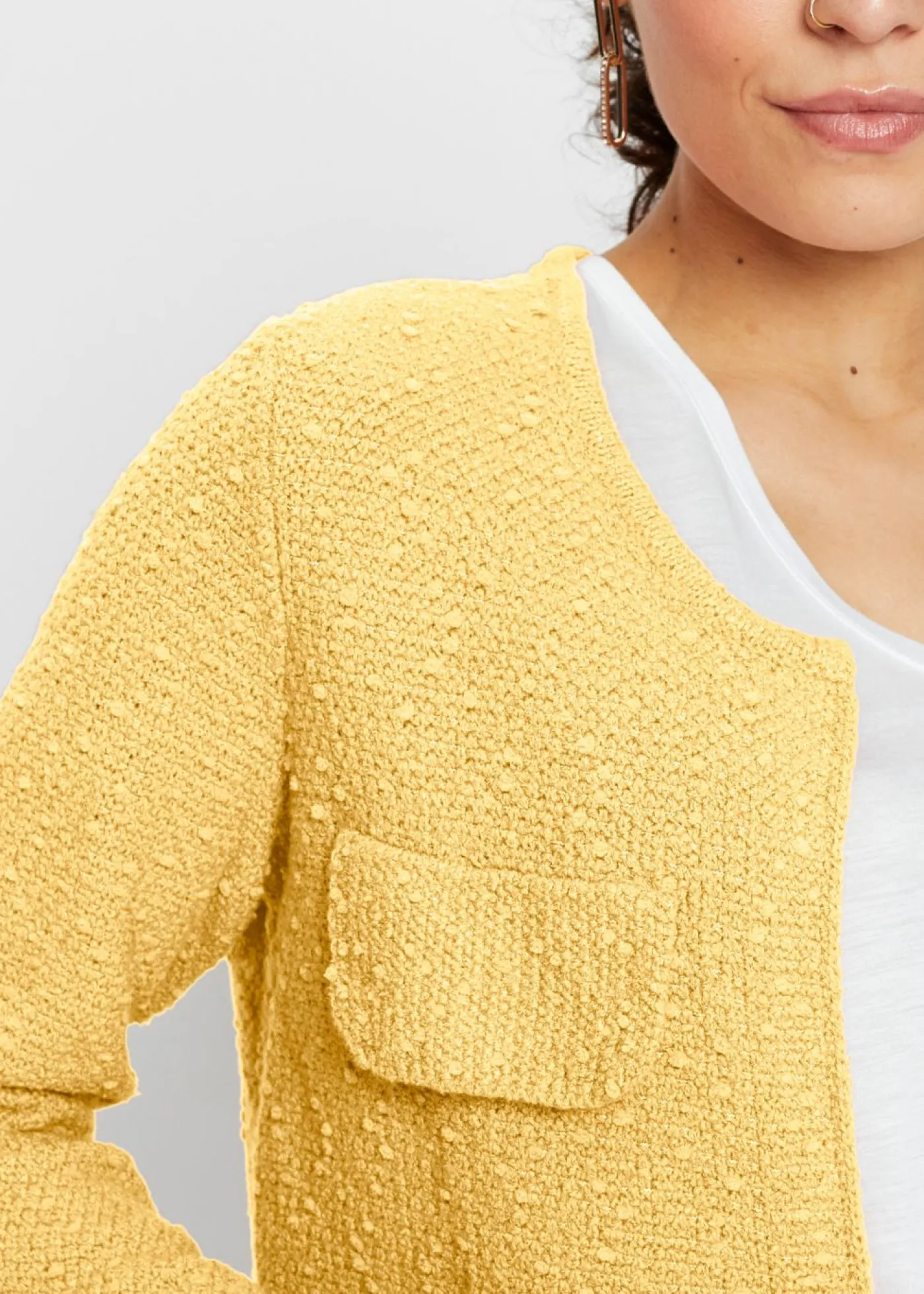 bonprix bonprix Chaqueta de punto de bouclé Amarillo claro Discount