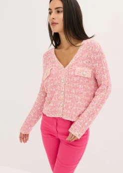 bonprix bonprix Chaqueta de punto de bouclé pink lady moteado