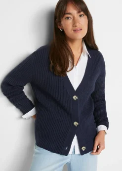 bonprix bonprix Chaqueta de punto de canalé Azul oscuro Clearance