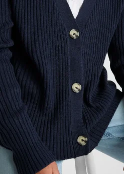 bonprix bonprix Chaqueta de punto de canalé Azul oscuro Clearance