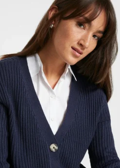 bonprix bonprix Chaqueta de punto de canalé Azul oscuro Clearance