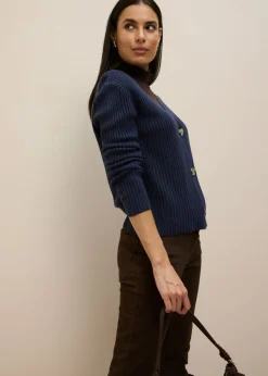 bonprix bonprix Chaqueta de punto de canalé Azul oscuro Clearance