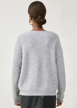 bonprix bonprix Chaqueta de punto de mezcla de alpaca Gris claro jaspeado Discount