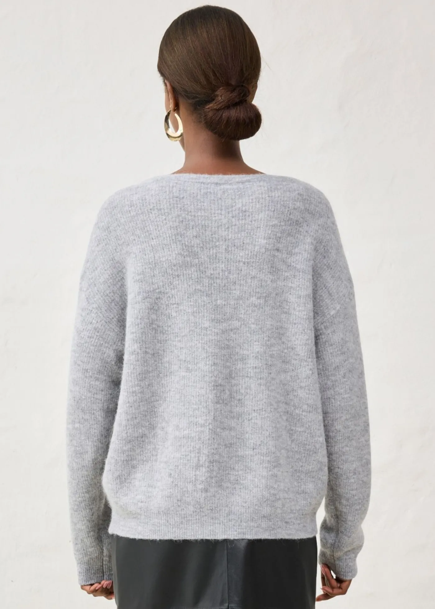 bonprix bonprix Chaqueta de punto de mezcla de alpaca Gris claro jaspeado Discount