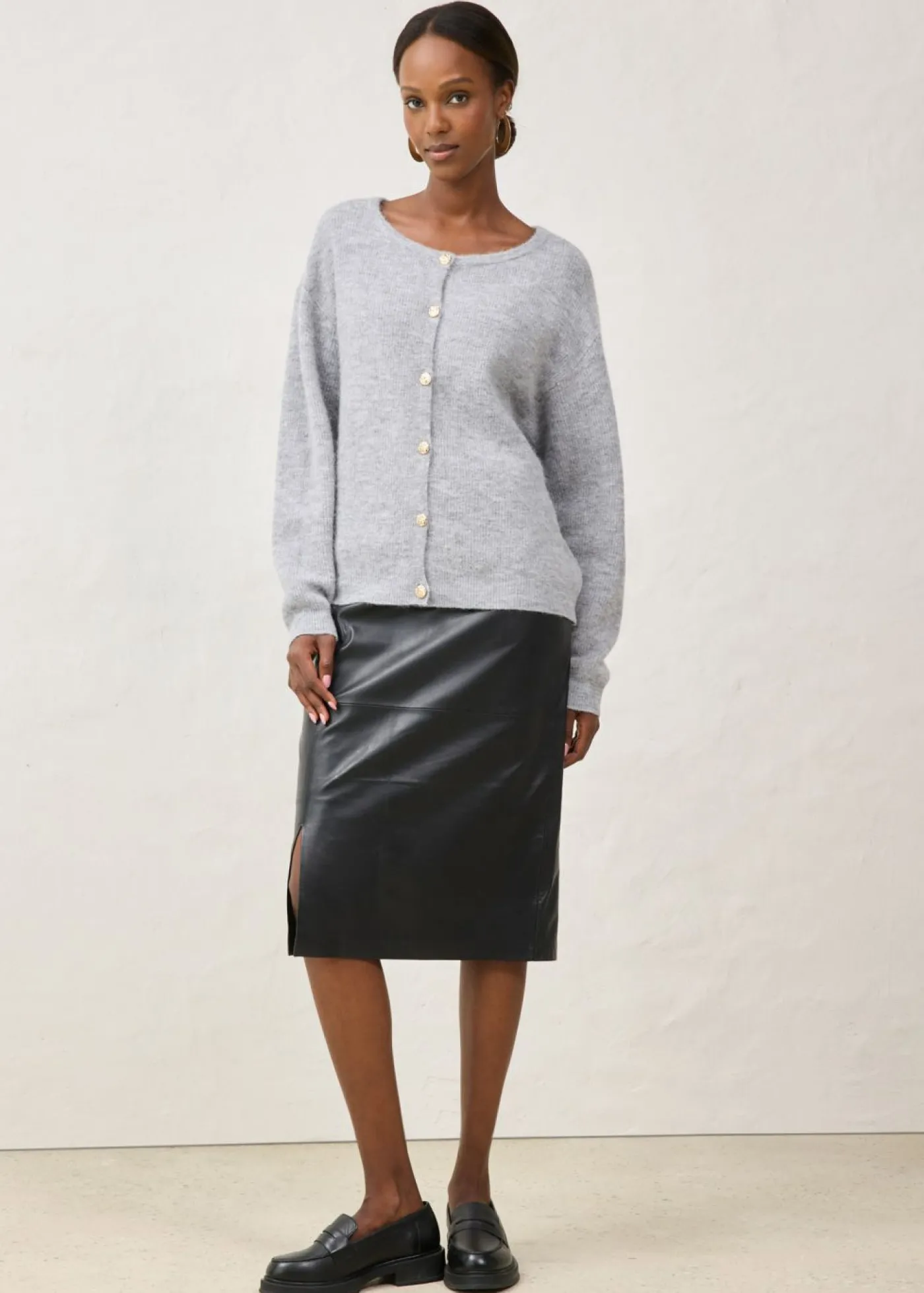 bonprix bonprix Chaqueta de punto de mezcla de alpaca Gris claro jaspeado Discount