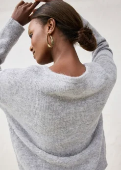 bonprix bonprix Chaqueta de punto de mezcla de alpaca Gris claro jaspeado Discount
