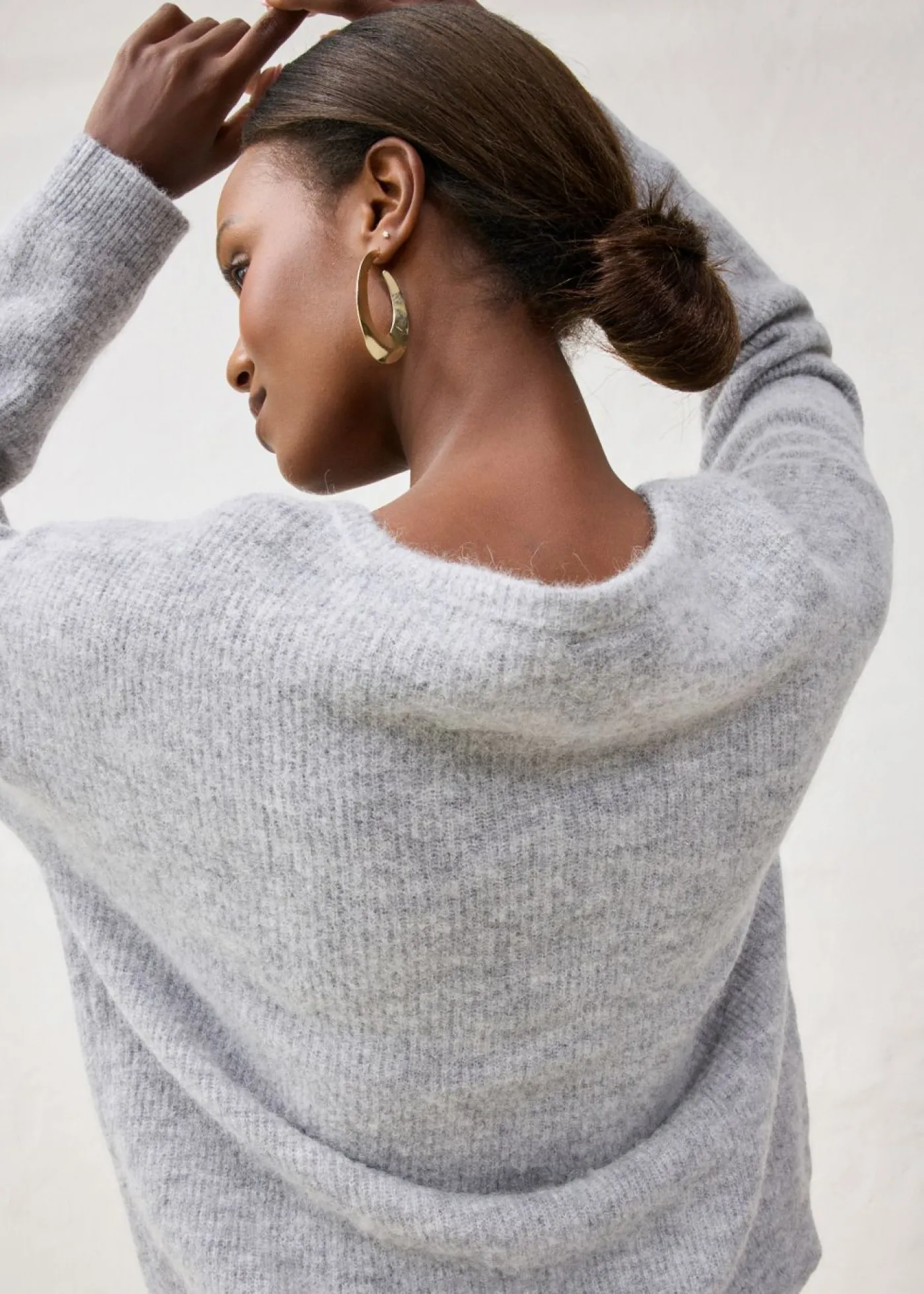 bonprix bonprix Chaqueta de punto de mezcla de alpaca Gris claro jaspeado Discount