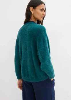 bonprix bonprix Chaqueta de punto de mezcla de viscosa Verde petróleo Online