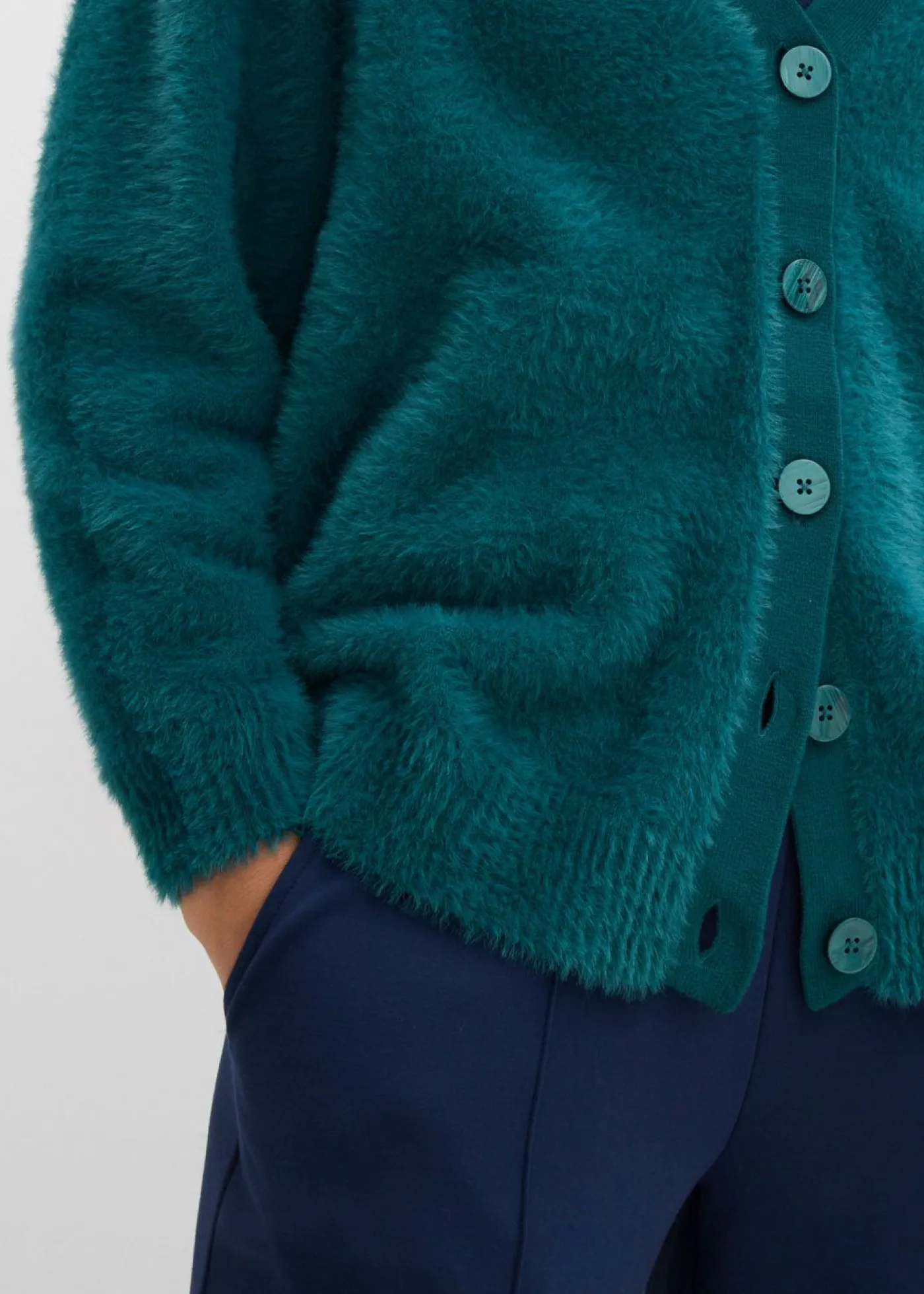 bonprix bonprix Chaqueta de punto de mezcla de viscosa Verde petróleo Online