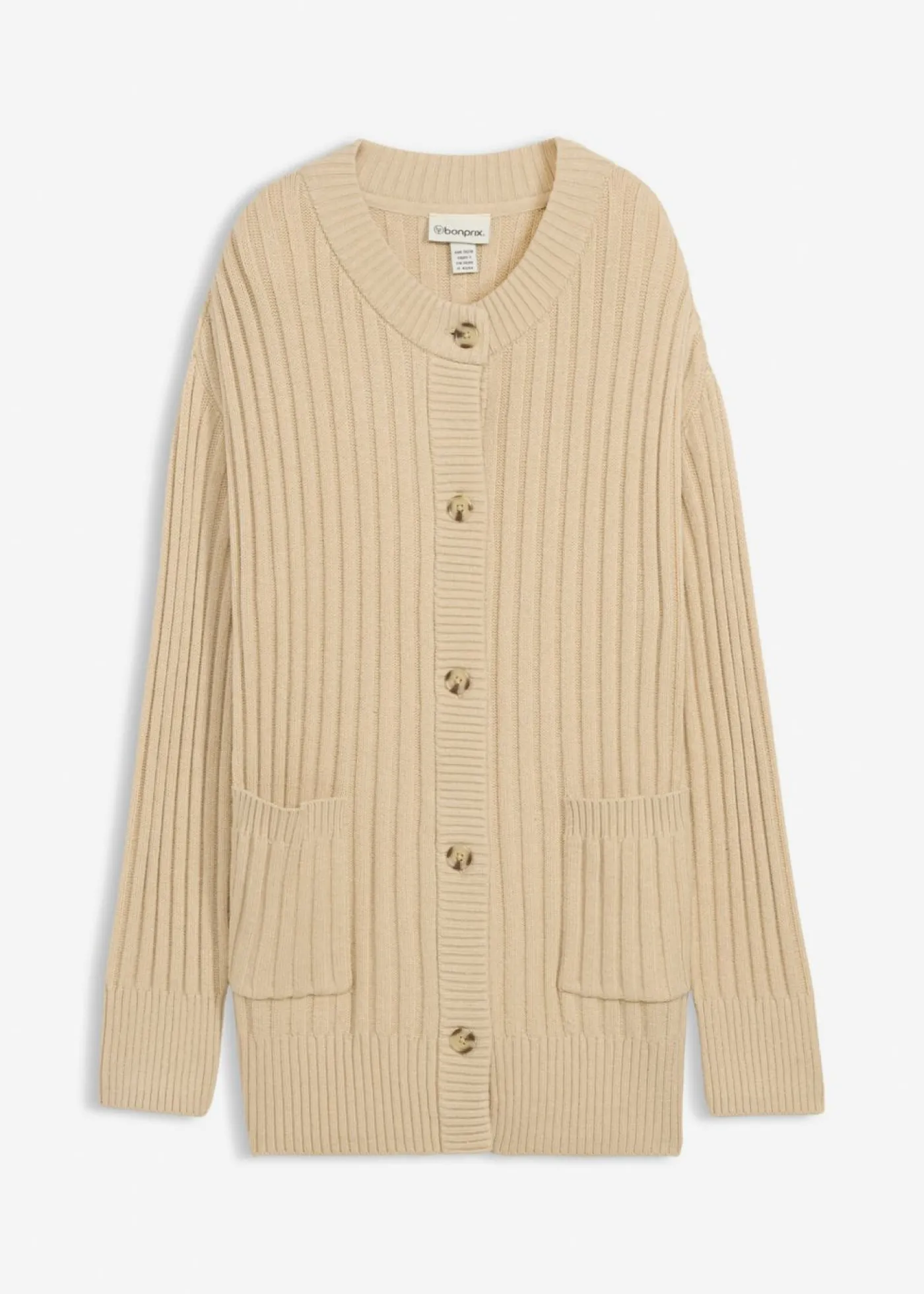 bonprix bonprix Chaqueta de punto de mezcla de viscosa suave Arena claro New