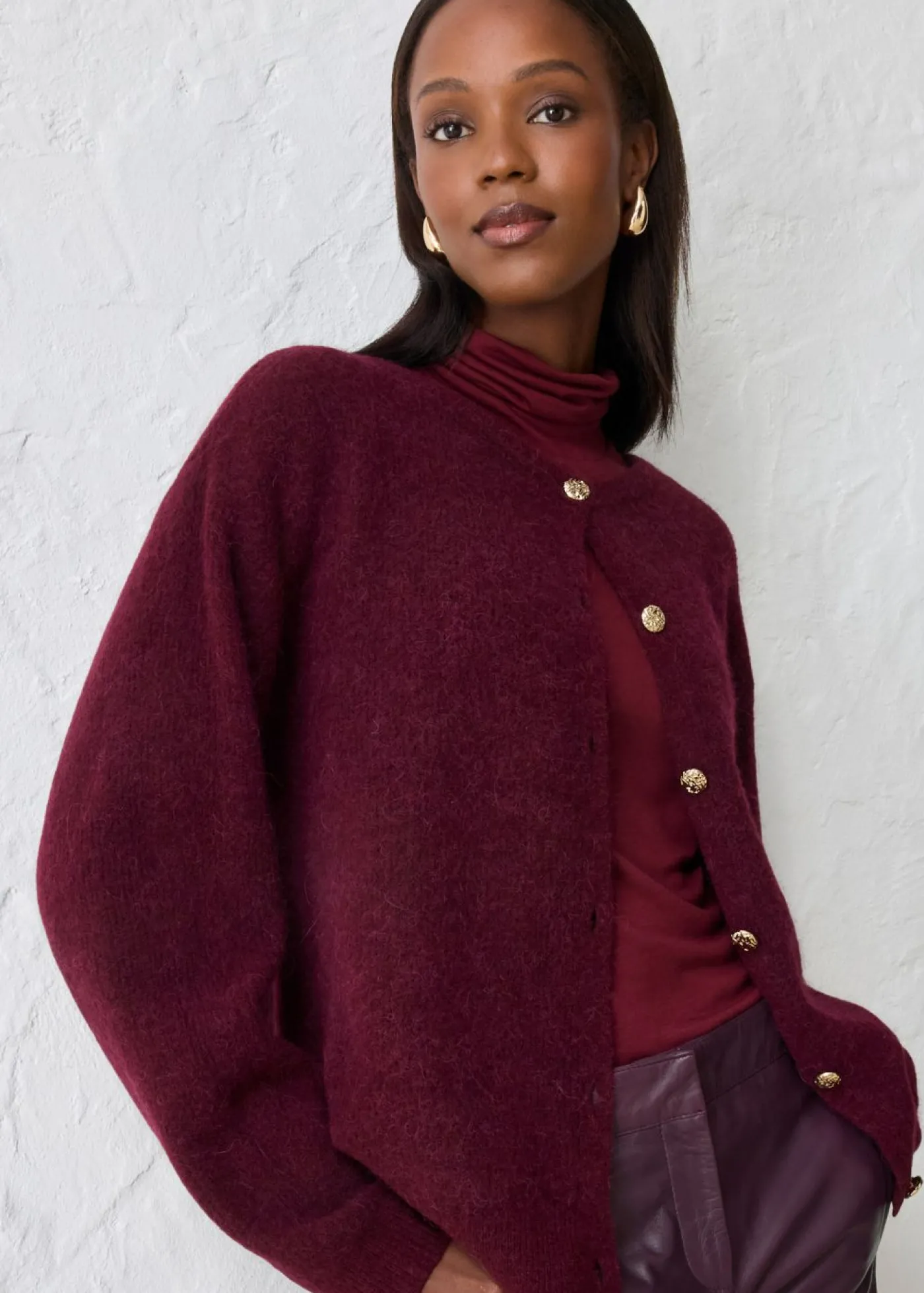 bonprix bonprix Chaqueta de punto de mezcla de alpaca rojo avellana Discount
