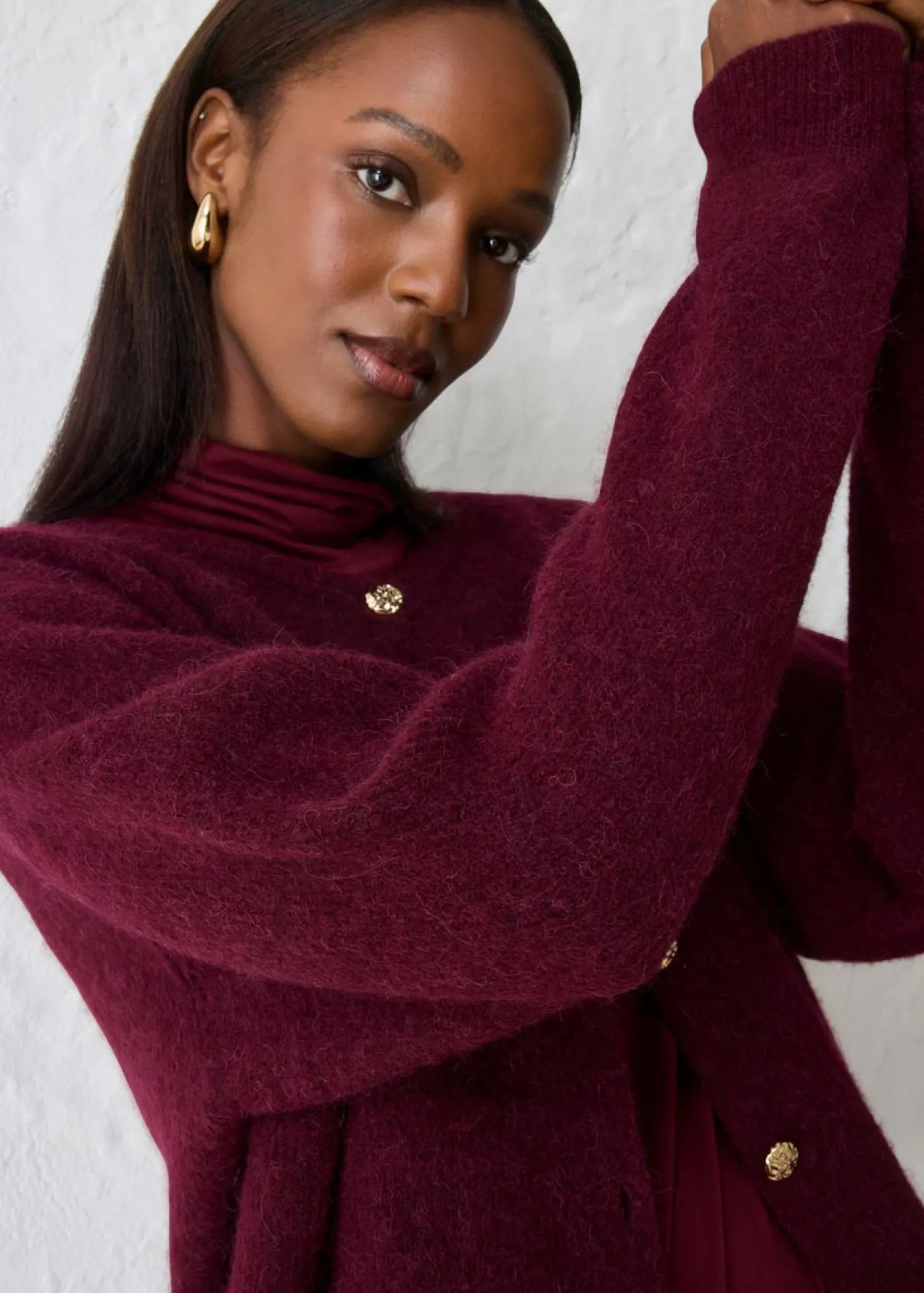 bonprix bonprix Chaqueta de punto de mezcla de alpaca rojo avellana Discount