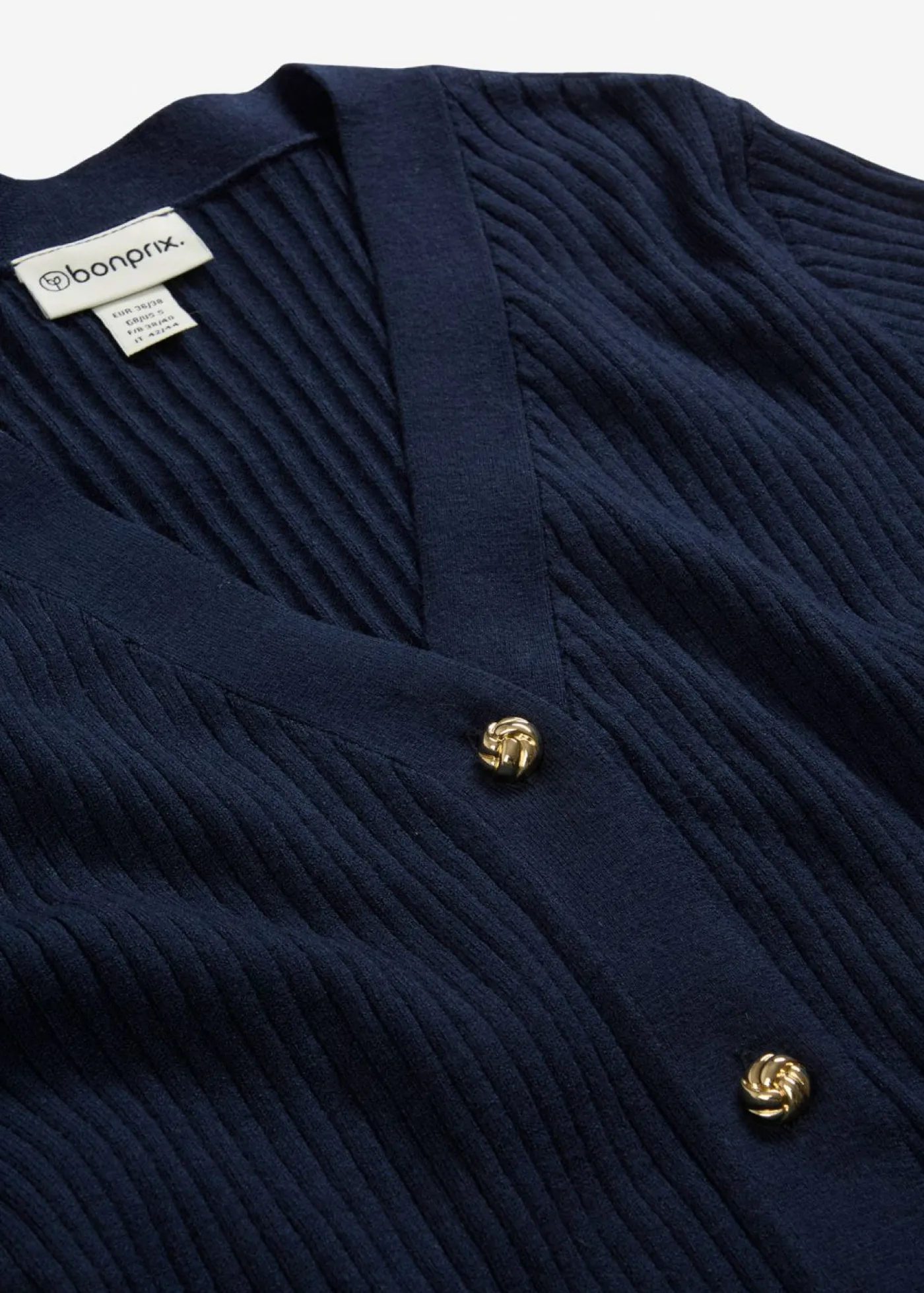 bonprix bonprix Chaqueta de punto de mezcla de viscosa suave Azul marino