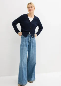 bonprix bonprix Chaqueta de punto de mezcla de viscosa suave Azul marino