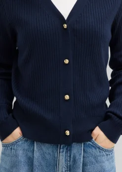 bonprix bonprix Chaqueta de punto de mezcla de viscosa suave Azul marino