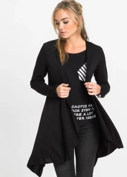 bonprix bonprix Chaqueta de punto de suave mezcla de viscosa Negro Online