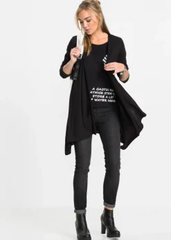 bonprix bonprix Chaqueta de punto de suave mezcla de viscosa Negro Online