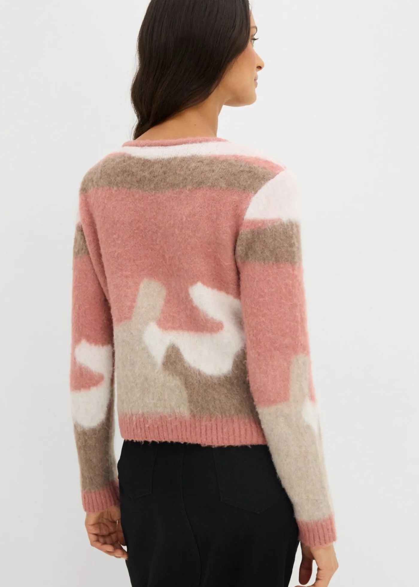 bonprix bonprix Chaqueta de punto estampada con botones rosa pálido Hot