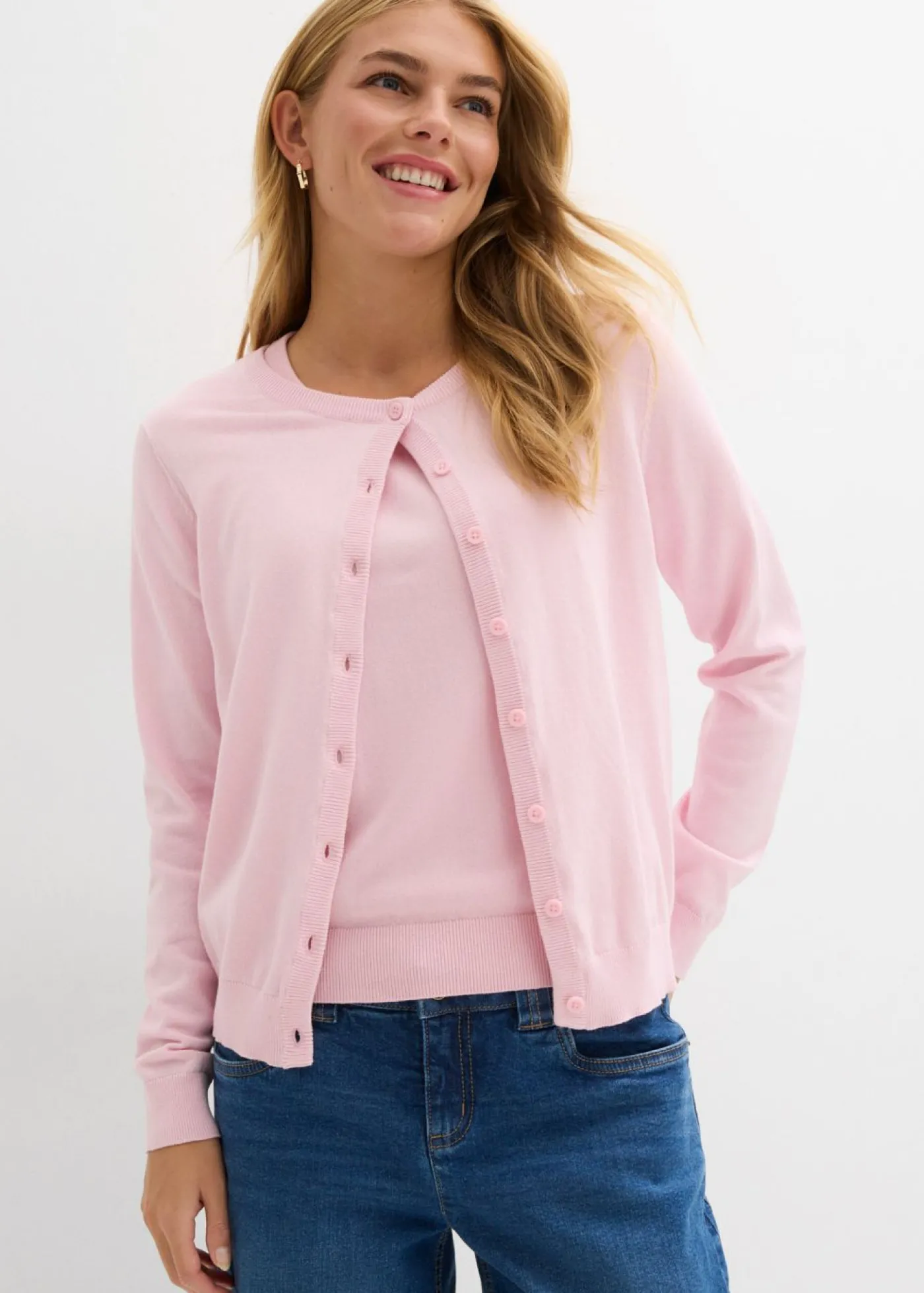 bonprix bonprix Chaqueta de punto fino rosa cristal Hot