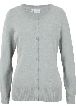 bonprix bonprix Chaqueta de punto fino con algodón reciclado gris moteado Discount