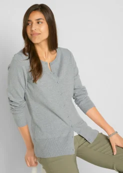 bonprix bonprix Chaqueta de punto fino con algodón reciclado gris moteado Discount