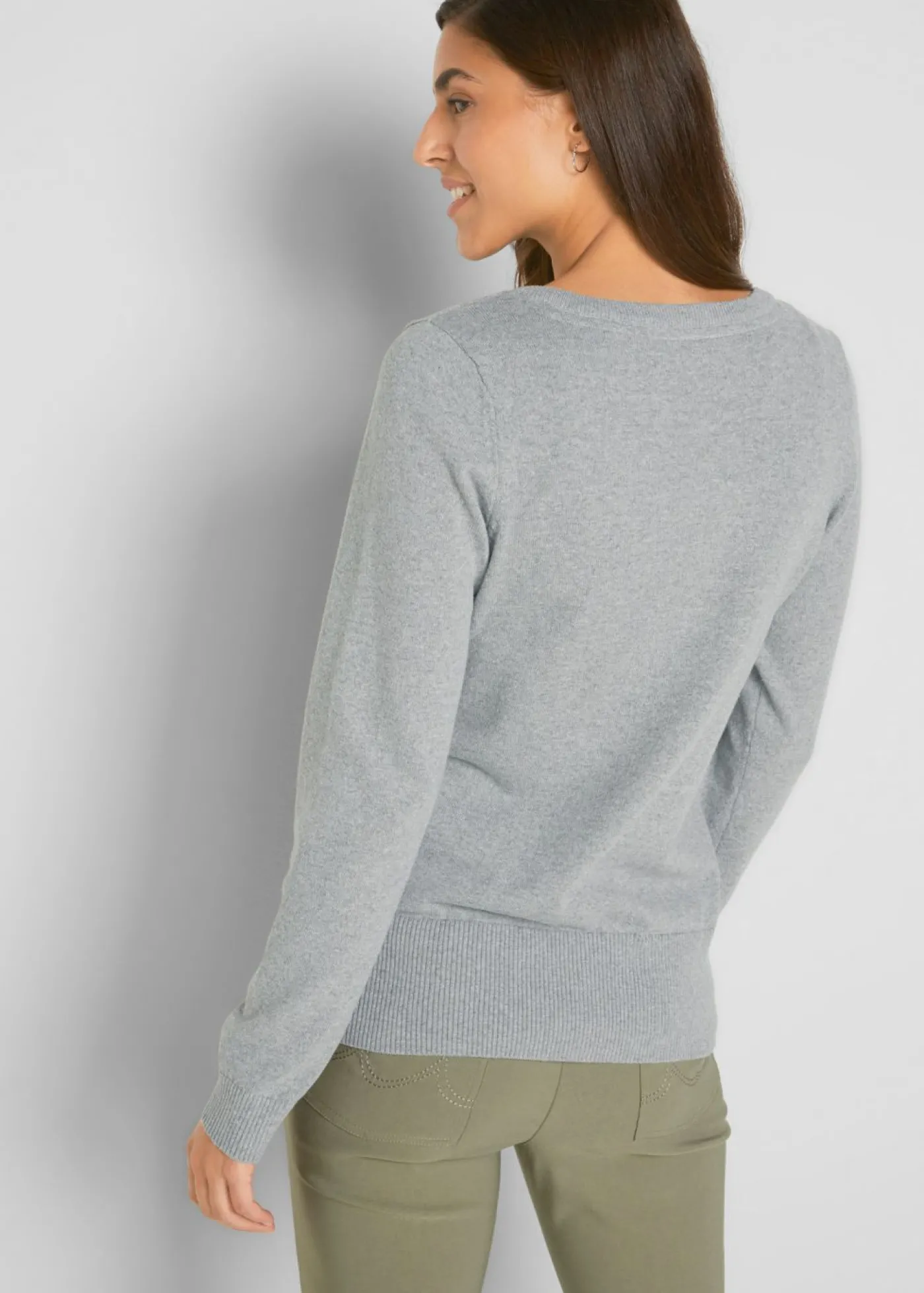 bonprix bonprix Chaqueta de punto fino con algodón reciclado gris moteado Discount