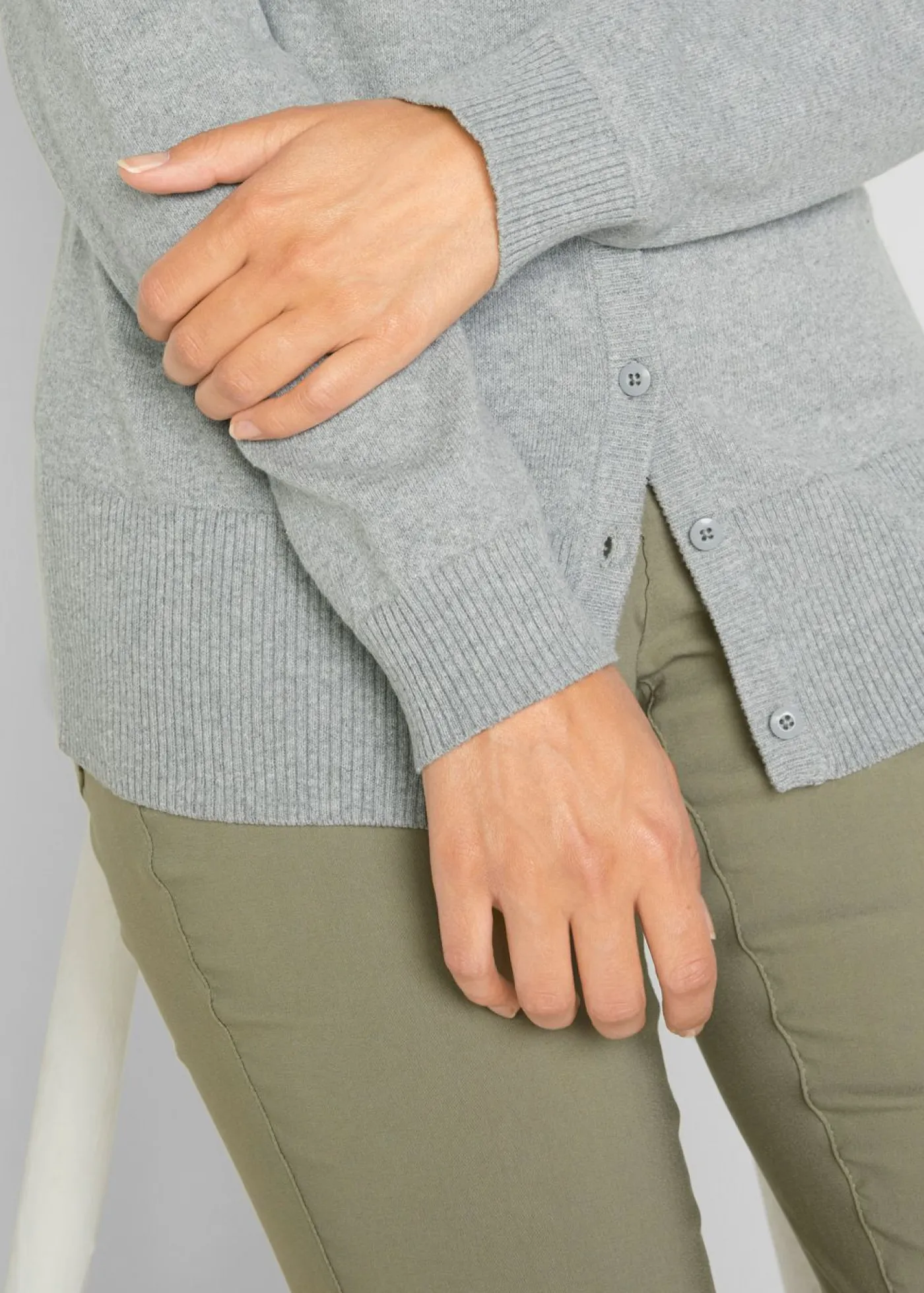 bonprix bonprix Chaqueta de punto fino con algodón reciclado gris moteado Discount