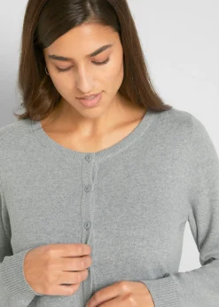 bonprix bonprix Chaqueta de punto fino con algodón reciclado gris moteado Discount