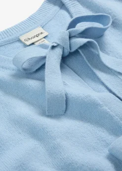 bonprix bonprix Chaqueta de punto fino con lazo Azul claro Sale