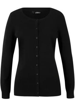 bonprix bonprix Chaqueta de punto fino con algodón reciclado Negro Hot