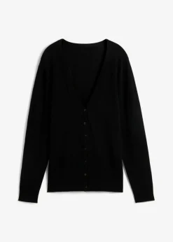 bonprix bonprix Chaqueta de punto fino con botones Negro New