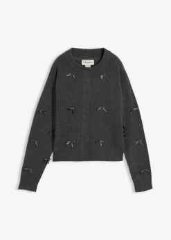 bonprix bonprix Chaqueta de punto fino con lazos antracita moteado Best