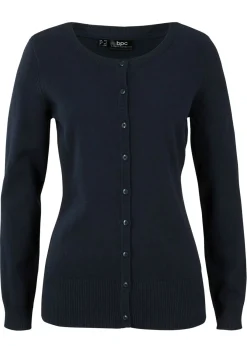 bonprix bonprix Chaqueta de punto fino con algodón reciclado Azul oscuro Sale