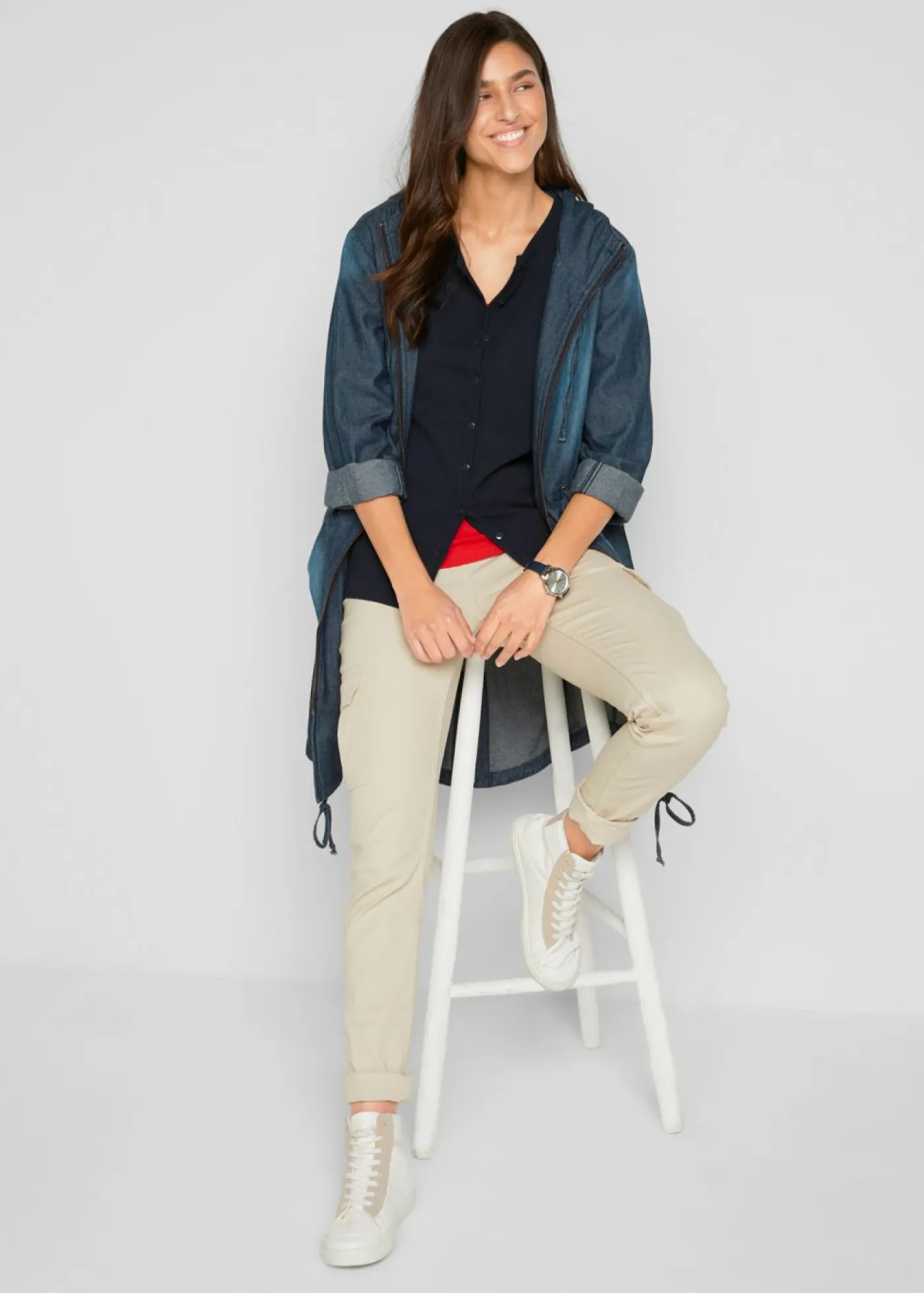 bonprix bonprix Chaqueta de punto fino con algodón reciclado Azul oscuro Sale