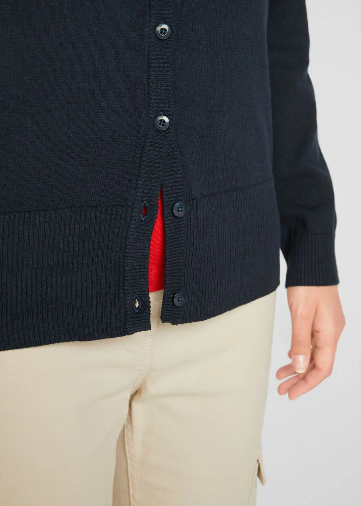 bonprix bonprix Chaqueta de punto fino con algodón reciclado Azul oscuro Sale