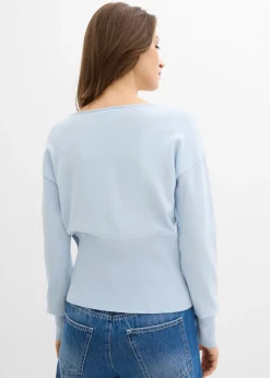 bonprix bonprix Chaqueta de punto fino con cuello redondo azul pálido Discount