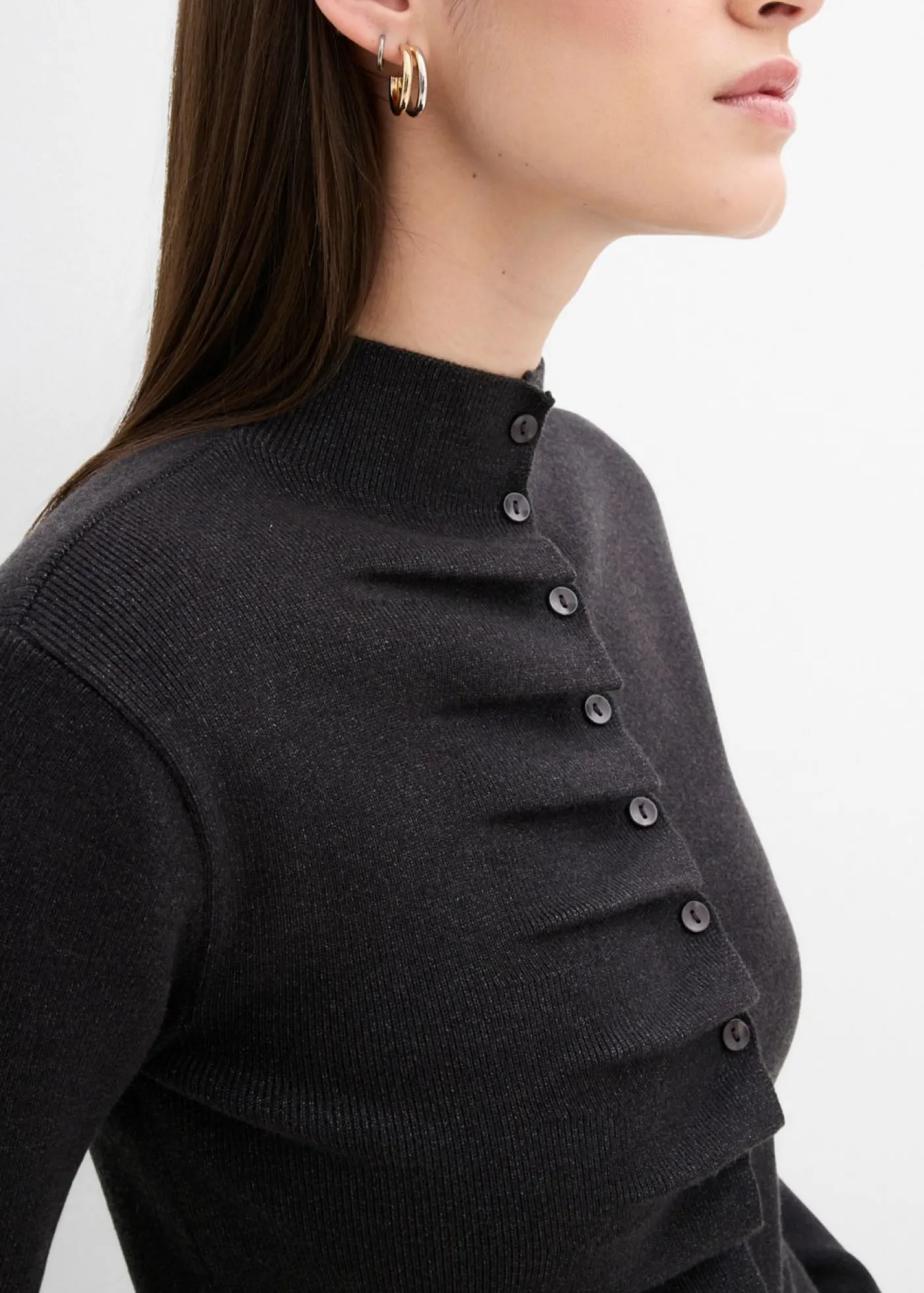 bonprix bonprix Chaqueta de punto fino de mezcla de viscosa suave Antracita jaspeado Outlet