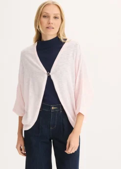 bonprix bonprix Chaqueta de punto fino de algodón puro Rosa claro