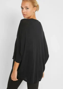 bonprix bonprix Chaqueta de punto fino de algodón puro Negro