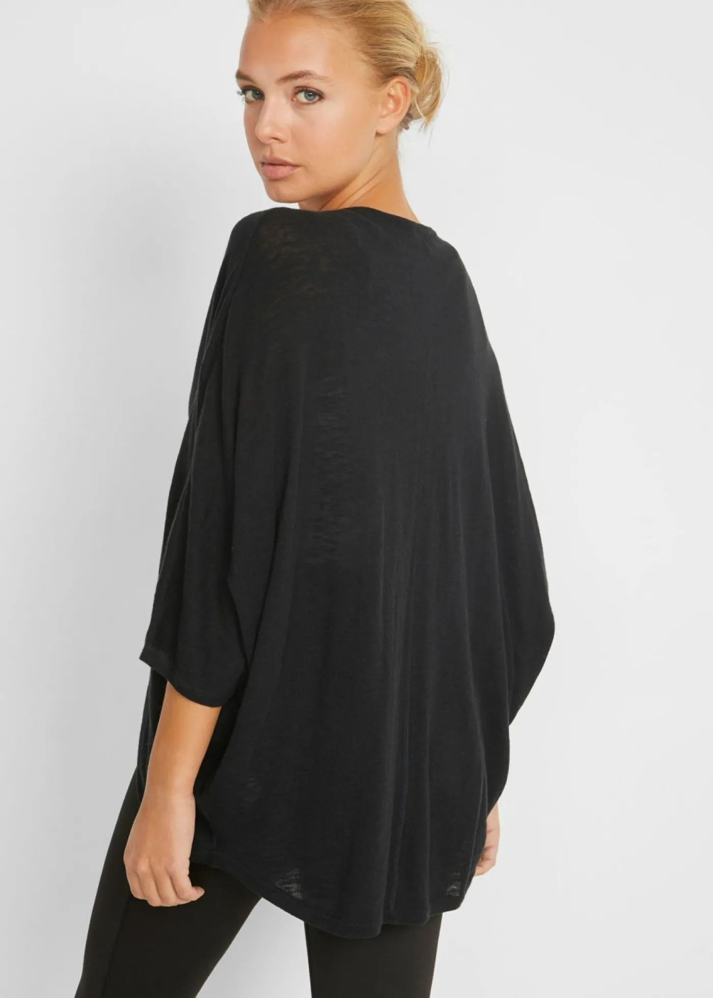 bonprix bonprix Chaqueta de punto fino de algodón puro Negro
