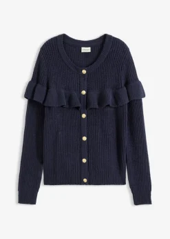 bonprix bonprix Chaqueta de punto fino de mezcla de algodón Azul marino