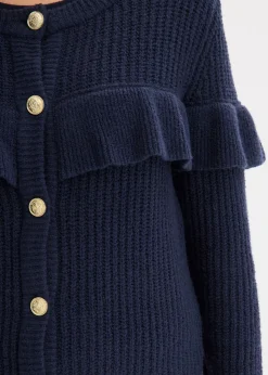 bonprix bonprix Chaqueta de punto fino de mezcla de algodón Azul marino