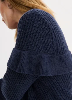 bonprix bonprix Chaqueta de punto fino de mezcla de algodón Azul marino